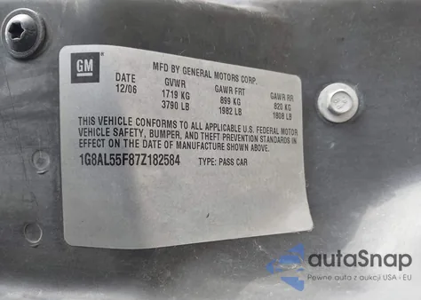 2007 Saturn Ion 3 из США, поврежденный, VIN 1G8AL55F87Z182584